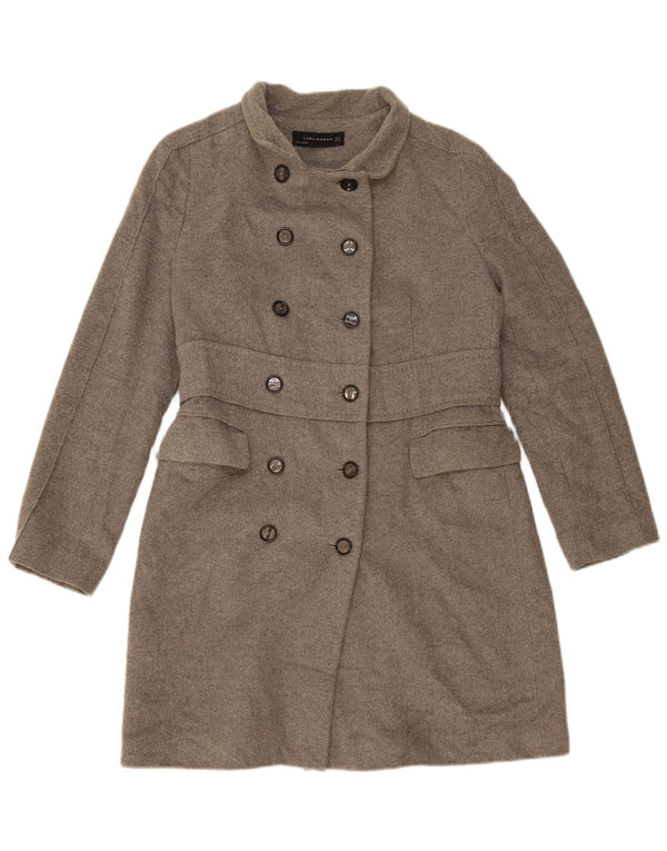 Zara Γυναικείο Παλτό με διπλό στήθος UK 14 Medium Grey Wool