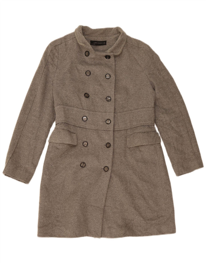 Zara Γυναικείο Παλτό με διπλό στήθος UK 14 Medium Grey Wool