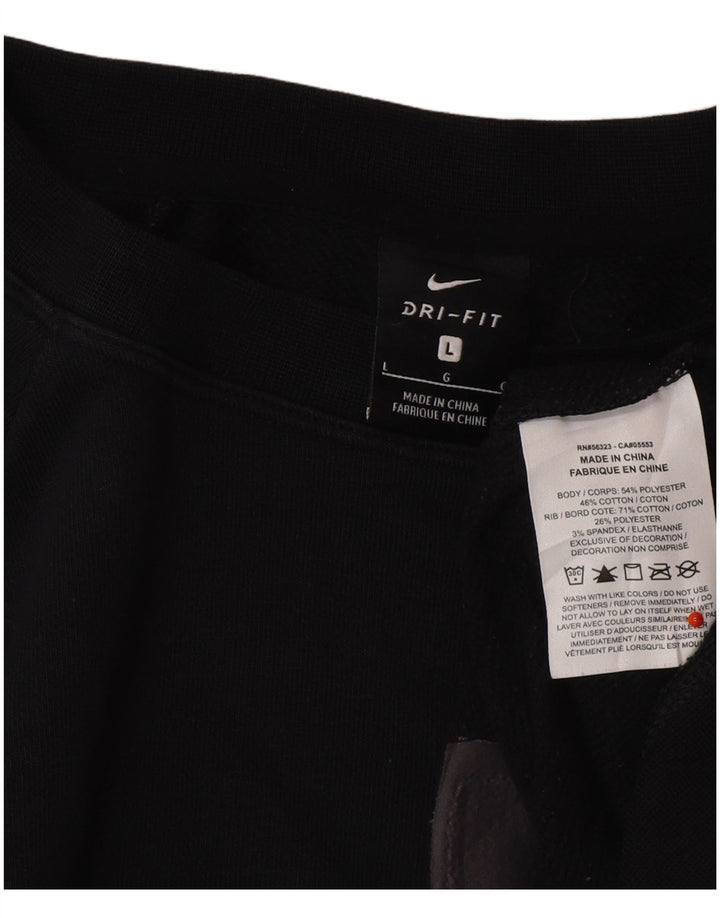 NIKE Womens Crop Oversized Graphic Sweatshirt Jumper UK 16 Large Black