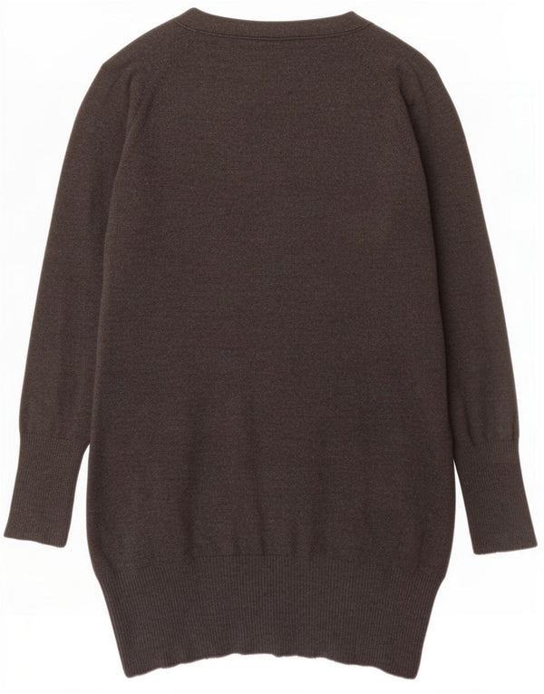 Zara Γυναικεία Ζακέτα Longline UK 16 Large Grey Cotton