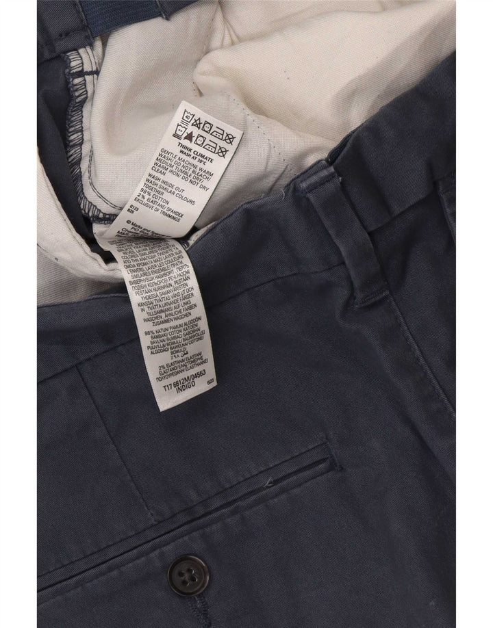 Marks & Spencer Ανδρικό παντελόνι Chino με κανονική εφαρμογή W34 L32 Μπλε βαμβακερό