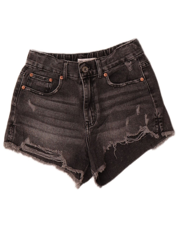 Zara Girls Distressed τζιν σορτς 11-12 ετών W26 Γκρι