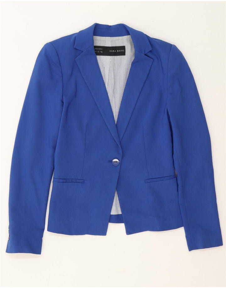 ZARA Womens 1 Button Blazer Jacket UK 10 Small Blue Vintage Zara and Second-Hand Zara from Messina Hembry 