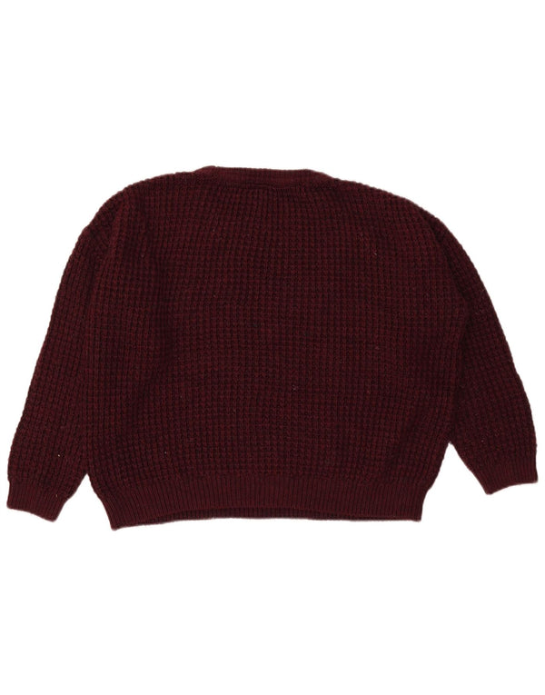 Γυναικείο πουλόβερ Topshop Crop Oversized Crew Neck Jumper UK 8 Small Burgundy