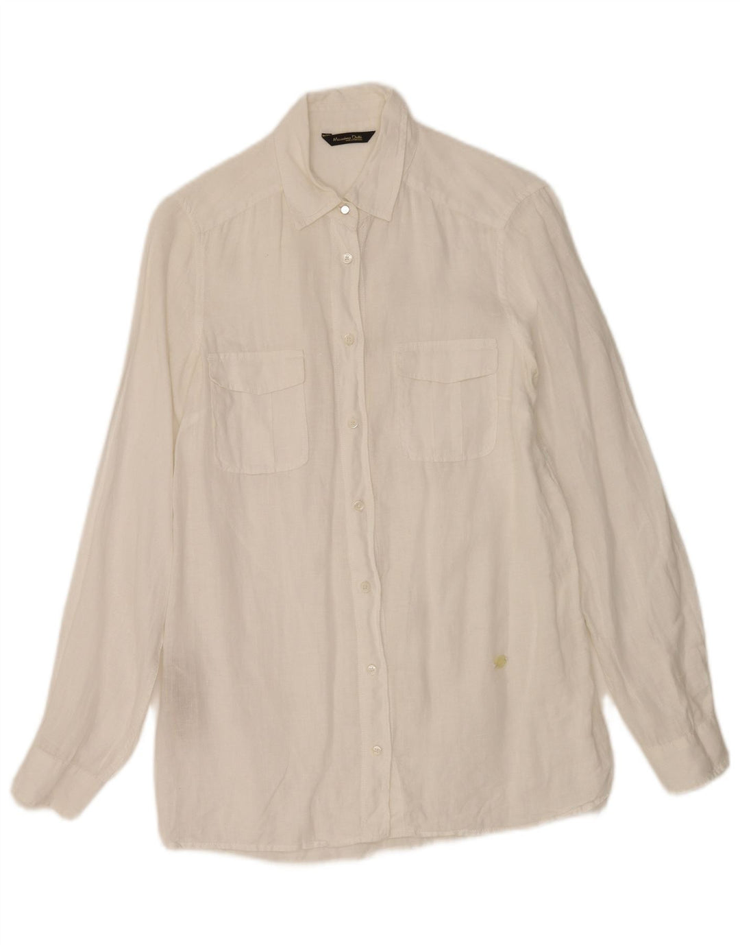 Massimo Dutti Γυναικείο πουκάμισο μεγάλου μεγέθους EU 36 XS Λευκό λινό
