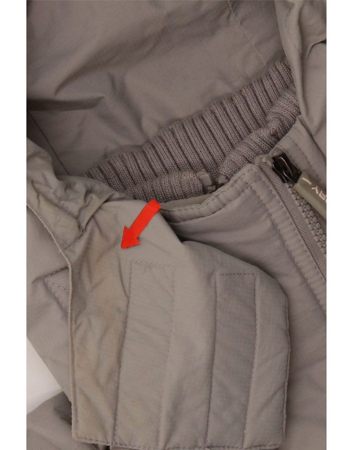 Superdry γυναικείο μπουφάν με κουκούλα αντιανεμικό UK 16 μεγάλο γκρι νάιλον