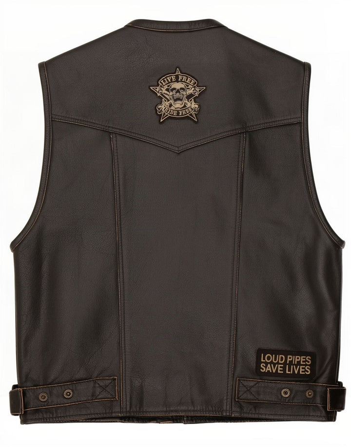 Vintage Ανδρικό Δερμάτινο Gilet UK 40 Large Μαύρο