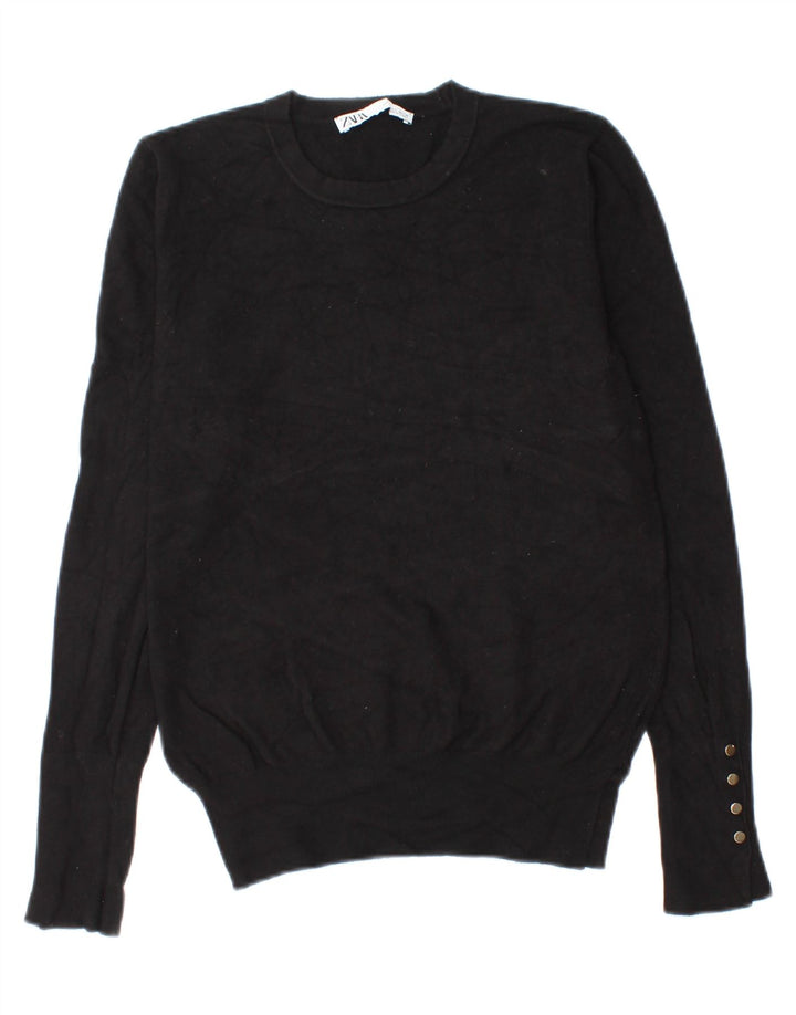 Zara Γυναικείο πουλόβερ με λαιμόκοψη UK 14 Large Μαύρο