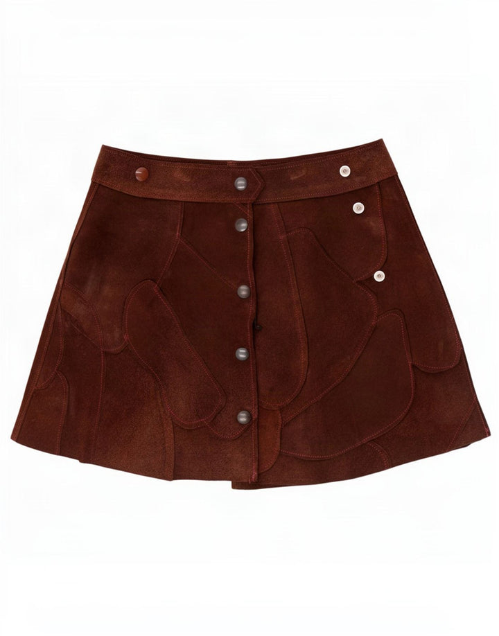 Vintage Γυναικεία Mini Suede Φούστα Small W26 Brown