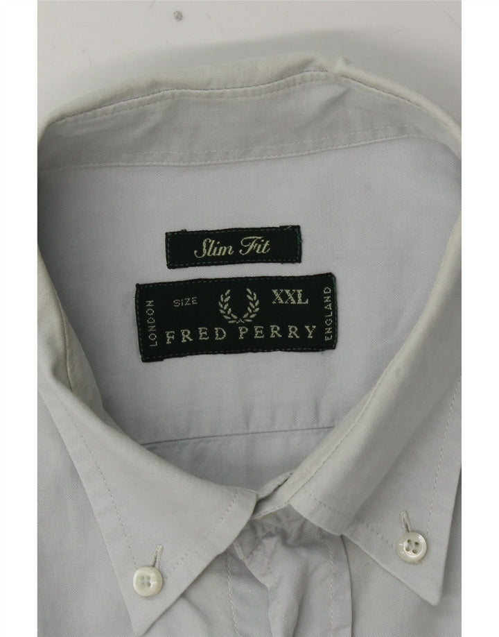 FRED PERRY Ανδρικό πουκάμισο Slim Fit 2XL Μπλε βαμβακερό