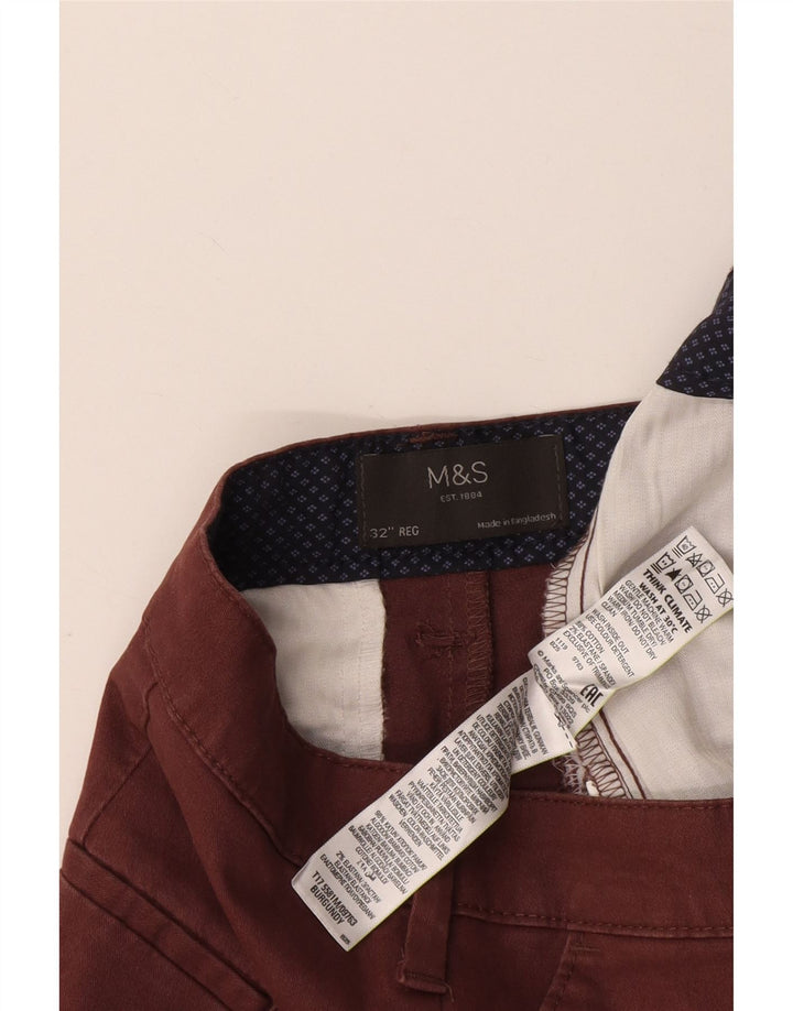 Ανδρικό σορτς Chino Marks & Spencer W32 από μεσαίο βαμβακερό μπορντό