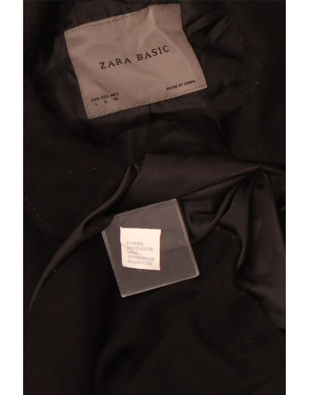 Γυναικείο παλτό ZARA UK 14 Large Black Wool