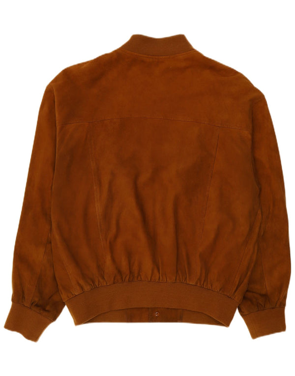 Vintage Ανδρικό Suede Bomber Jacket IT 56 3XL Καφέ Δερμάτινο