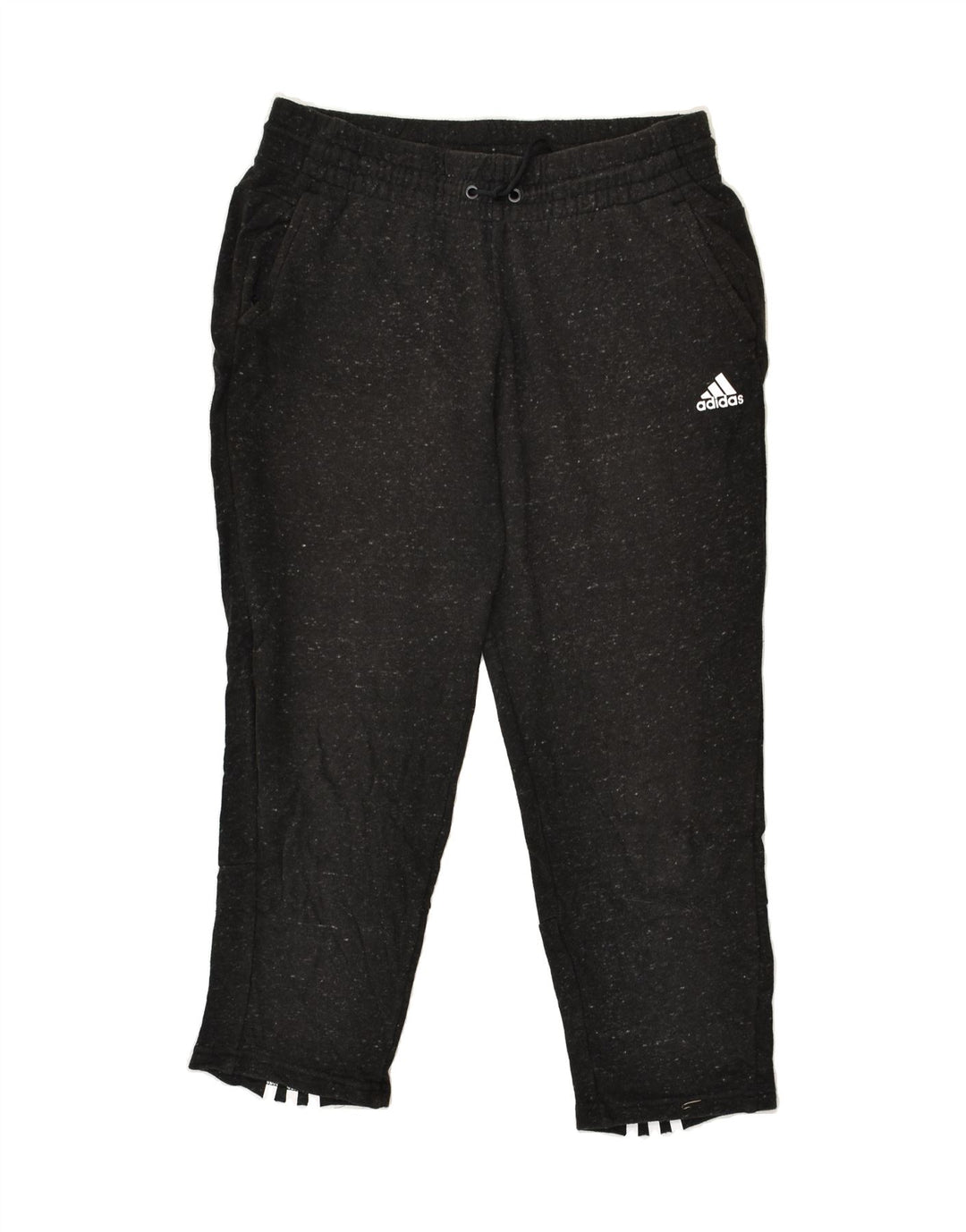 ADIDAS Womens Capri Tracksuit Trousers UK 12/14 Medium Black Cotton | Vintage Adidas | Thrift | Second-Hand Adidas | Used Clothing | Messina Hembry 