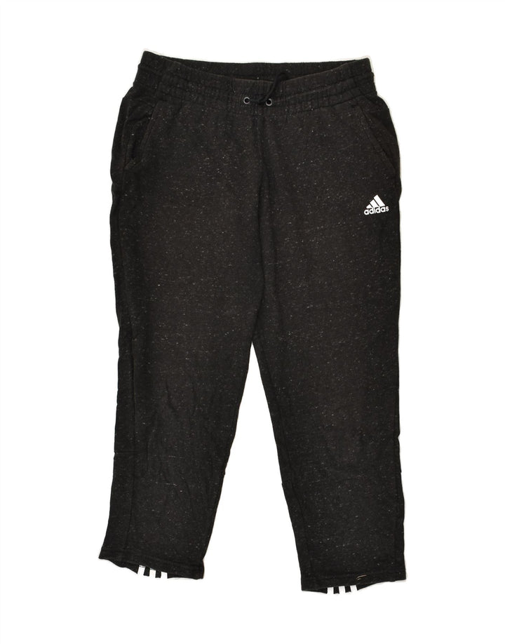 ADIDAS Womens Capri Tracksuit Trousers UK 12/14 Medium Black Cotton | Vintage Adidas | Thrift | Second-Hand Adidas | Used Clothing | Messina Hembry 