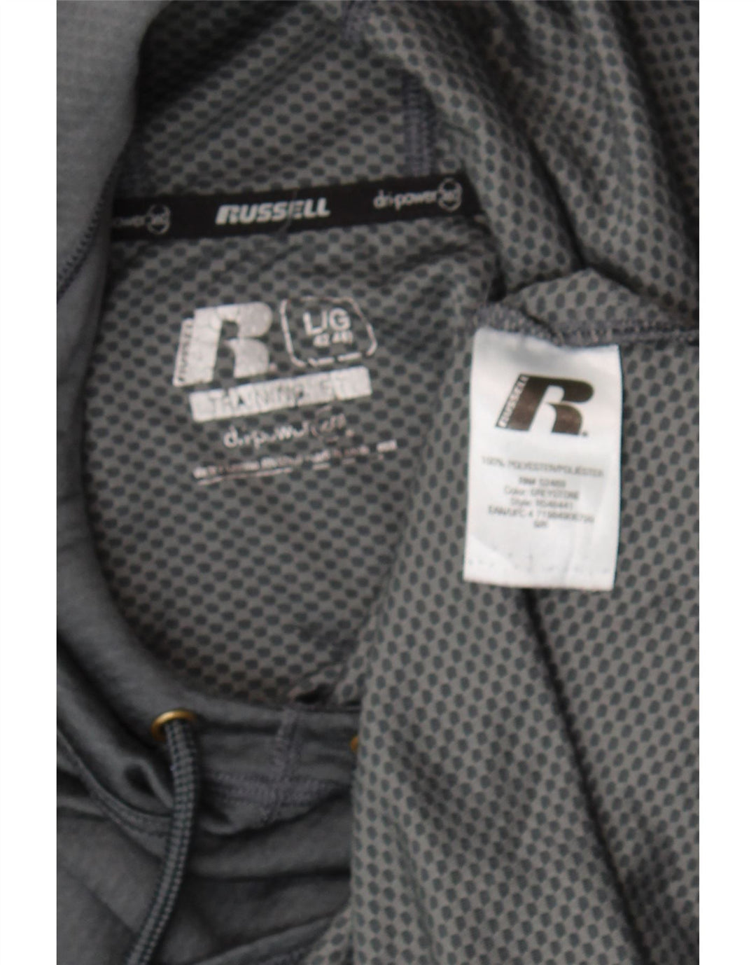 Russell Athletic Mens Dri-Power Hoodie Jumper Μεγάλος Γκρι Πολυεστέρας