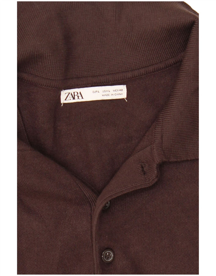 Zara Ανδρικό πουλόβερ Polo Neck Jumper Μεγάλο Καφέ