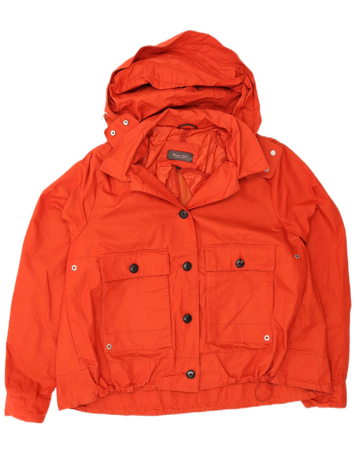 Massimo Dutti Γυναικείο μπουφάν με κουκούλα UK 18 XL πορτοκαλί πολυεστέρας