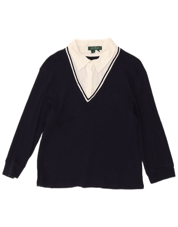 RALPH LAUREN Γυναικείο τοπ 3/4 μανίκι UK 18 XL Navy Blue Colorblock Βαμβακερό