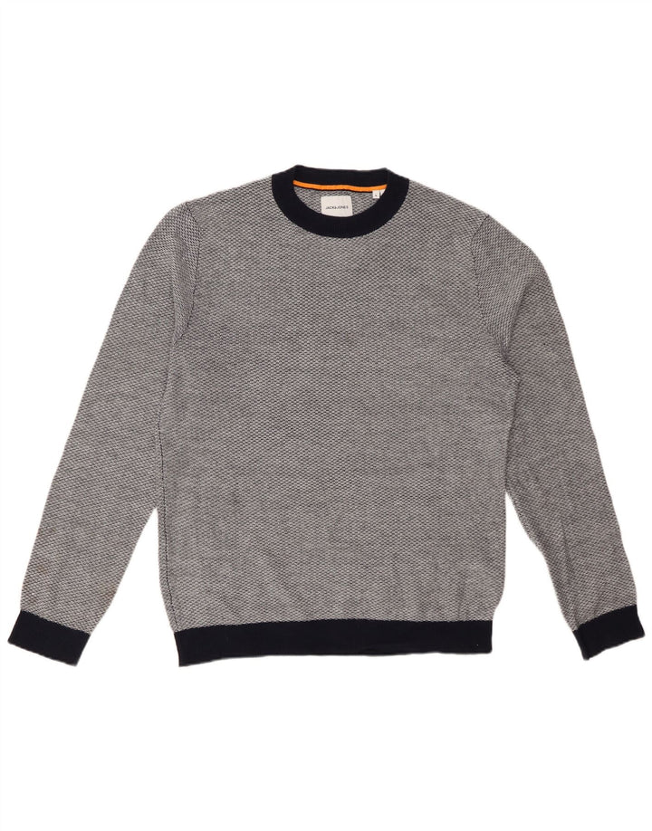 JACK & JONES Ανδρικό πουλόβερ με λαιμόκοψη μεγάλο γκρι ακρυλικό