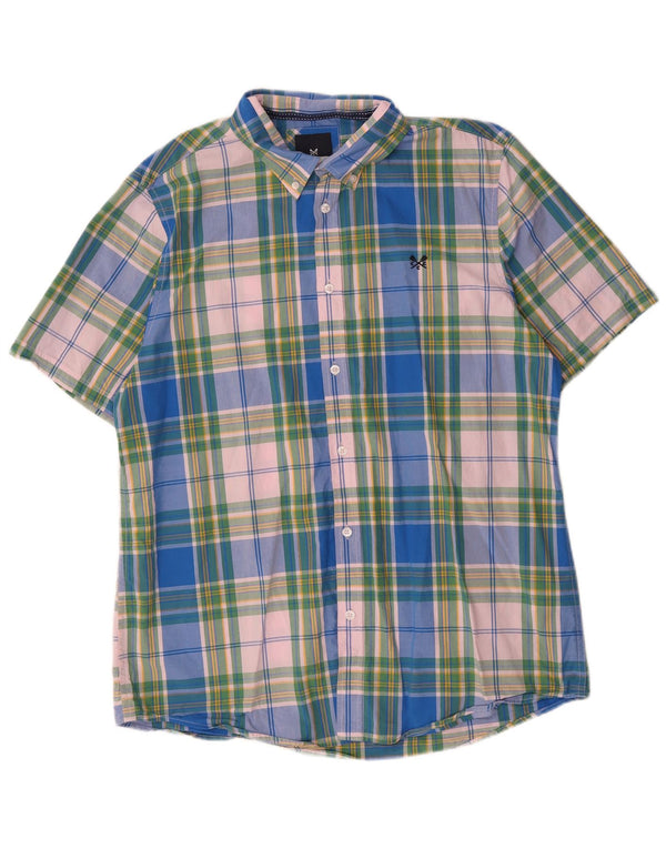 Ανδρικό κοντομάνικο πουκάμισο Crew Clothing XL Blue Check Cotton