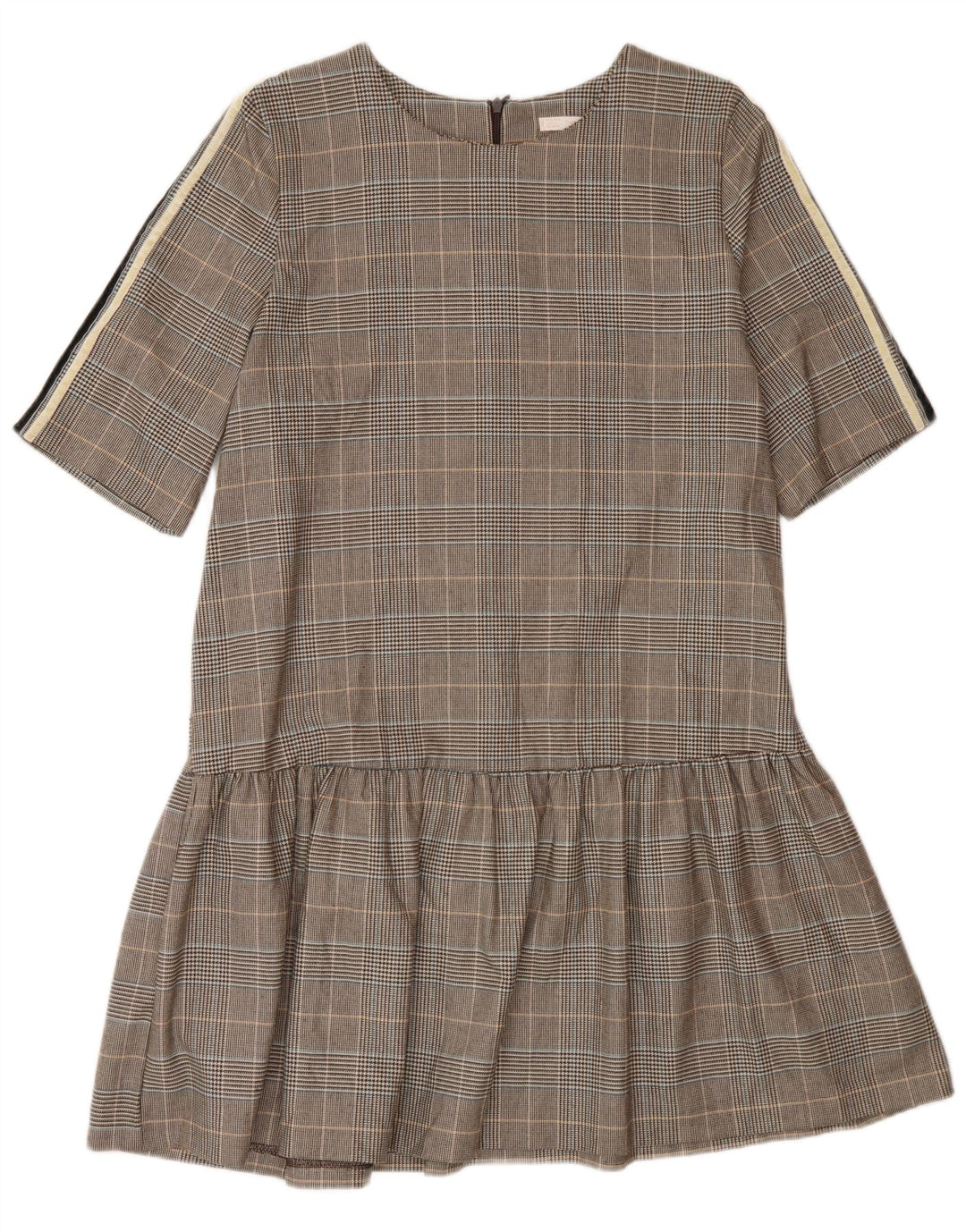 Zara Γυναικείο φόρεμα A-Line UK 16 Large Brown Check Polyester