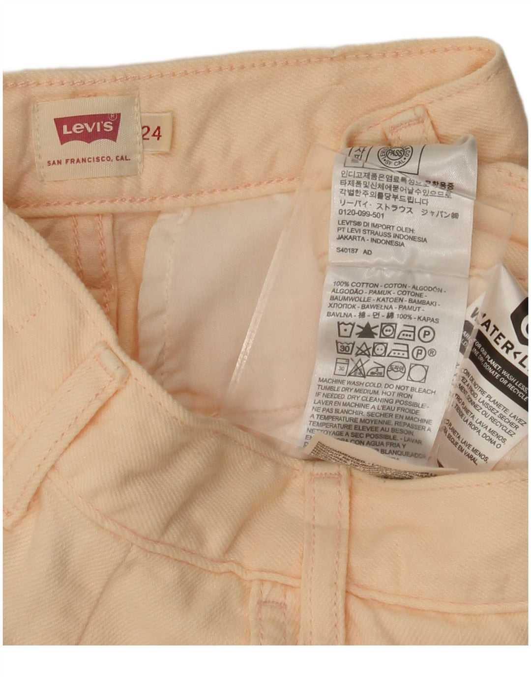 LEVI'S Γυναικείο ψηλόμεσο κωνικό παντελόνι Cargo W24 L28 Ροζ βαμβακερό
