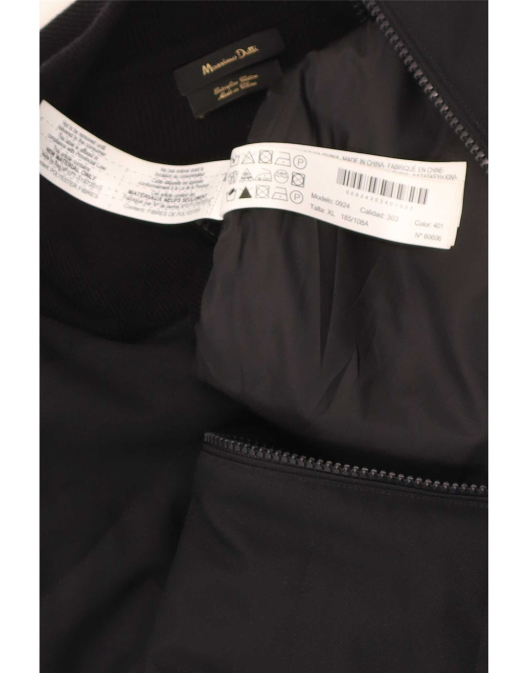 Massimo Dutti Ανδρικό Bomber Jacket UK 42 XL Μαύρο βαμβακερό