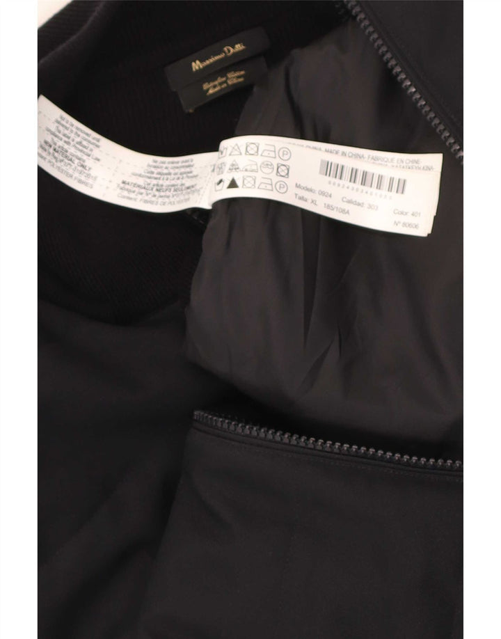 Massimo Dutti Ανδρικό Bomber Jacket UK 42 XL Μαύρο βαμβακερό