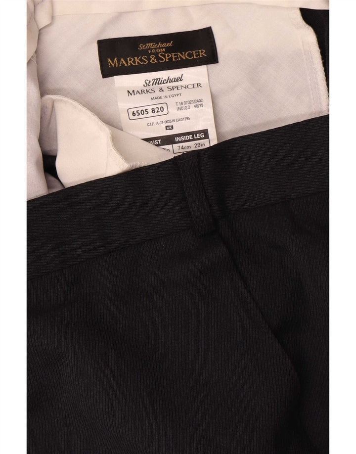 Ανδρικό ίσιο παντελόνι Marks & Spencer W40 L29 Navy Blue Polyester