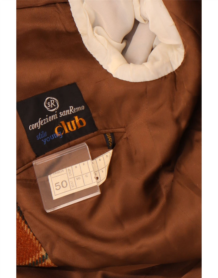 VINTAGE Ανδρικό σακάκι σακάκι με 2 κουμπιά IT 50 Μεγάλο καφέ καρό μαλλί