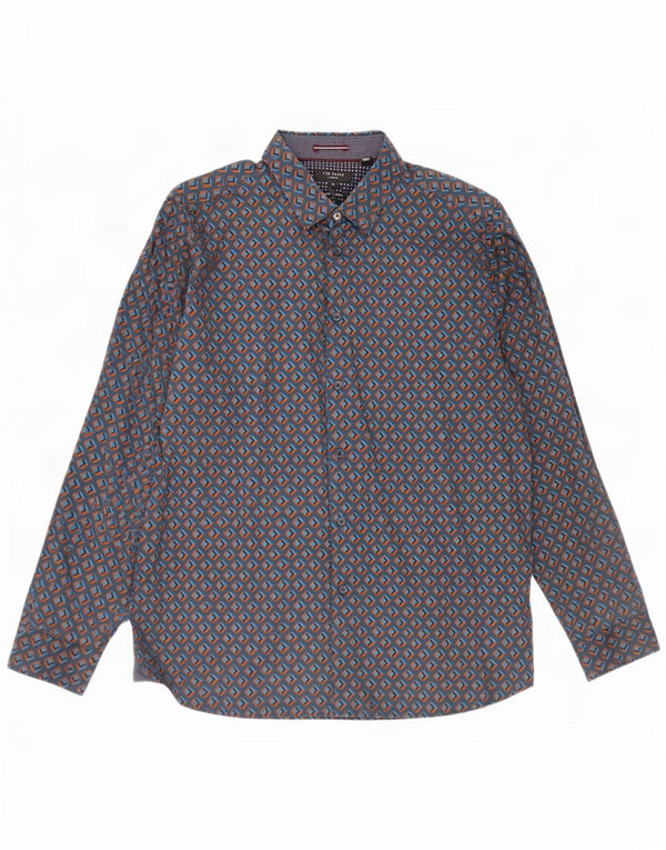 Ανδρικό πουκάμισο Ted Baker Νούμερο 6 2XL Navy Blue Geometric Cotton