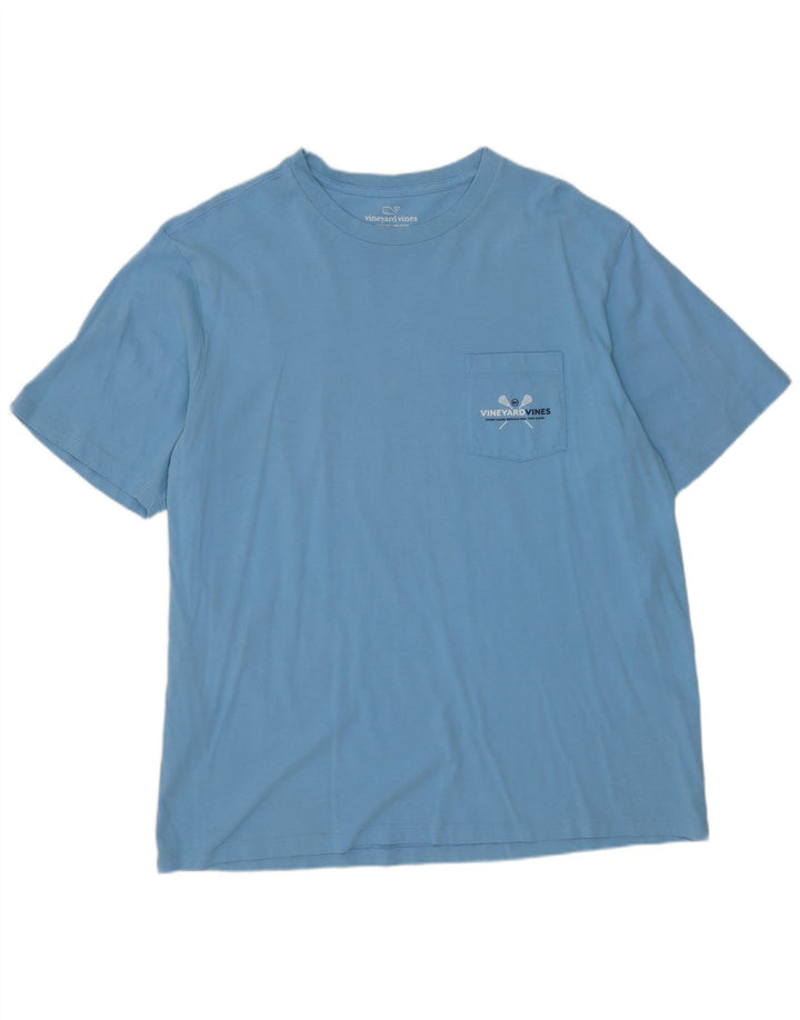 VINEYARD VINES Ανδρικό γραφικό T-Shirt Top μεγάλο μπλε βαμβακερό