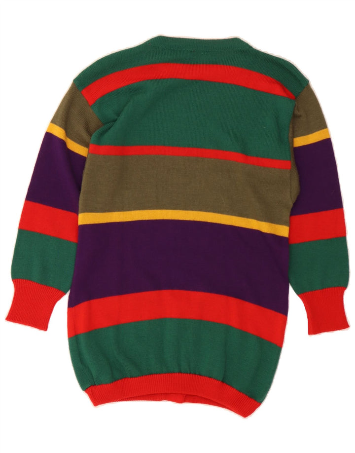VINTAGE Womens Crew Neck Jumper Sweater UK 14 Medium Multicoloured Striped Vintage Vintage and Second-Hand Vintage from Messina Hembry 