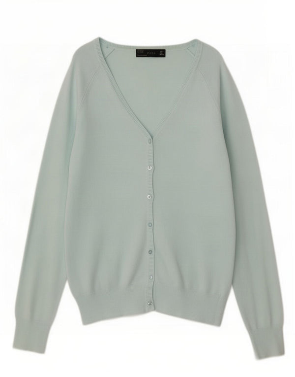 Zara Γυναικεία Ζακέτα UK 14 Large Blue Cotton