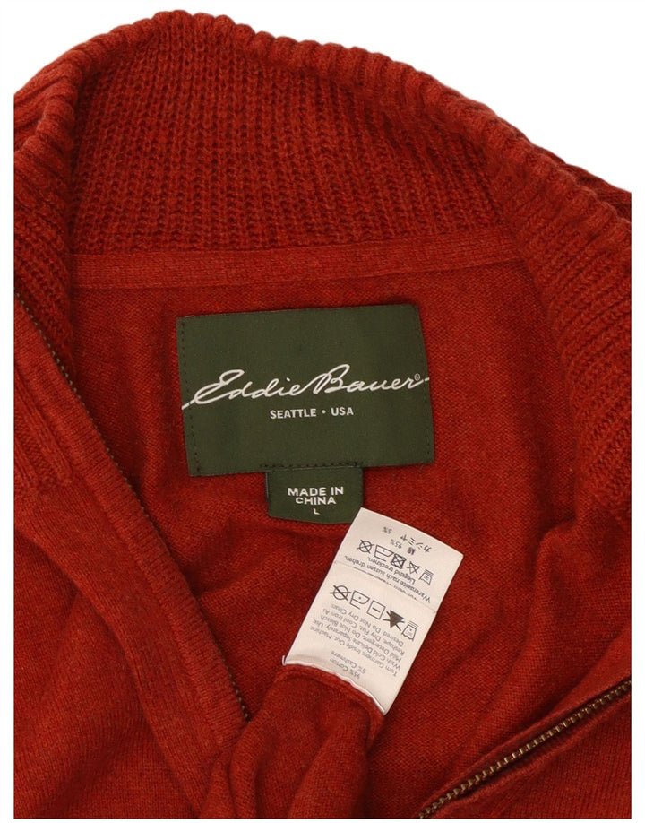 Ανδρικό πουλόβερ με φερμουάρ Eddie Bauer, μεγάλο κόκκινο βαμβακερό