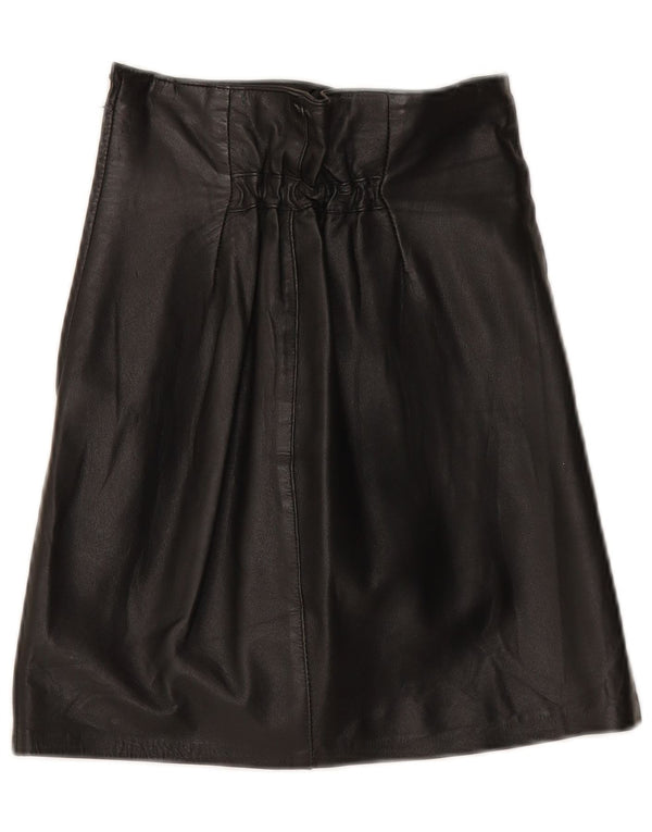 Vintage Γυναικεία Ψηλόμεση Δερμάτινη Φούστα IT 44 Medium W25 Μαύρη Δερμάτινη