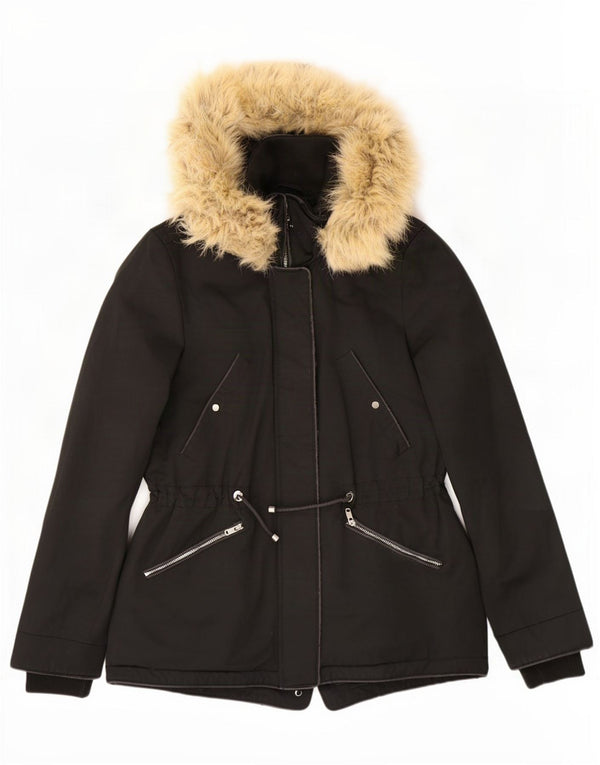 Zara Γυναικείο μπουφάν Parka με κουκούλα UK 6 XS μαύρο πολυεστέρα