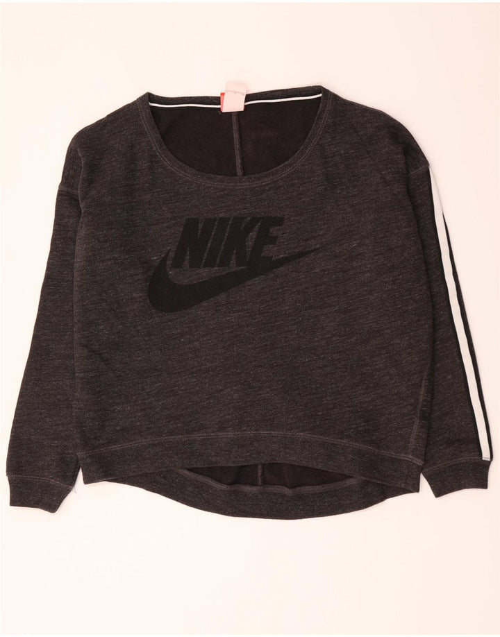 Γυναικείο γραφικό υπερμεγέθη φούτερ Nike UK 10 Μικρό γκρι βαμβακερό