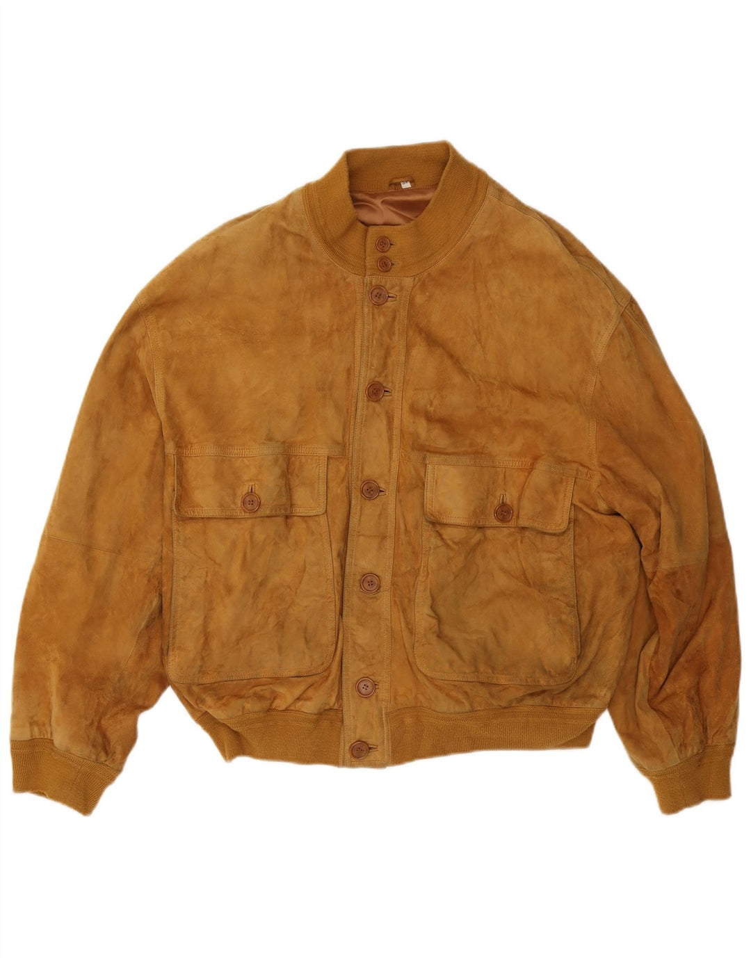 Vintage Ανδρικό Suede Bomber Jacket IT 54 2XL Καφέ Δερμάτινο