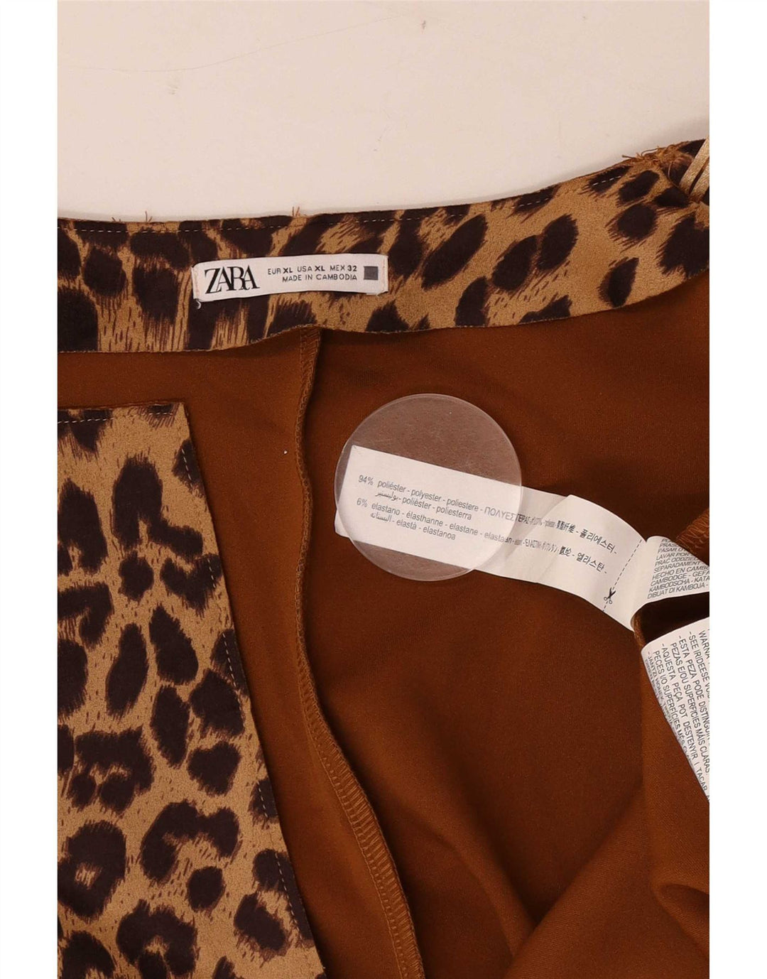 Zara Γυναικείο Ανοιχτό Παλτό UK 18 XL καφέ Animal Print Polyester