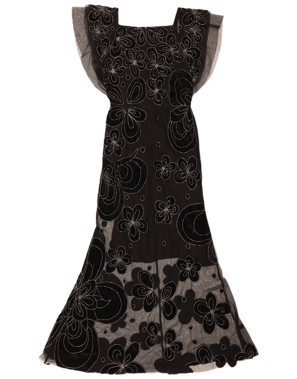 Γυναικείο μάξι φόρεμα Virgos Lounge UK 8 Small Black Floral Polyester
