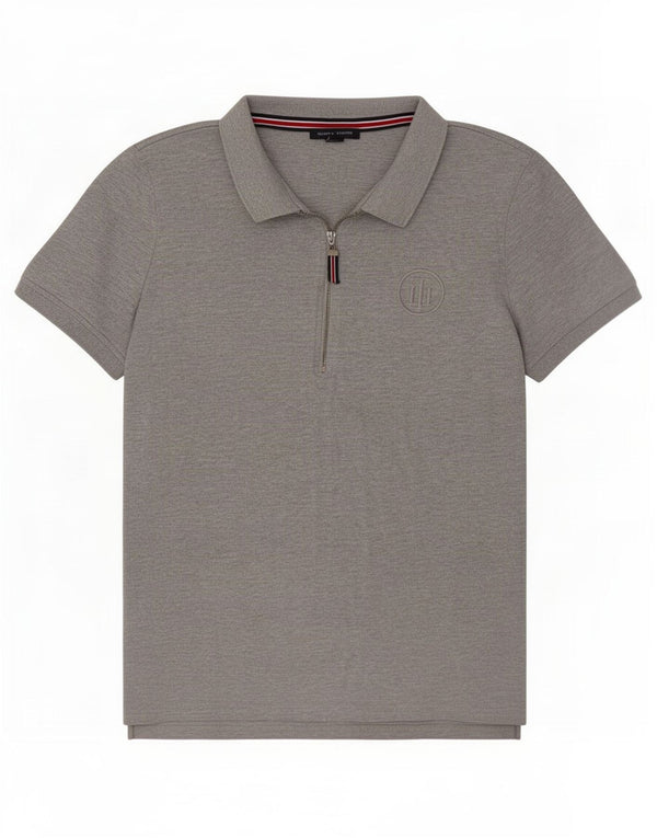 Tommy Hilfiger γυναικείο μπλουζάκι πόλο UK 14 Βαμβακερό μεσαίο γκρι