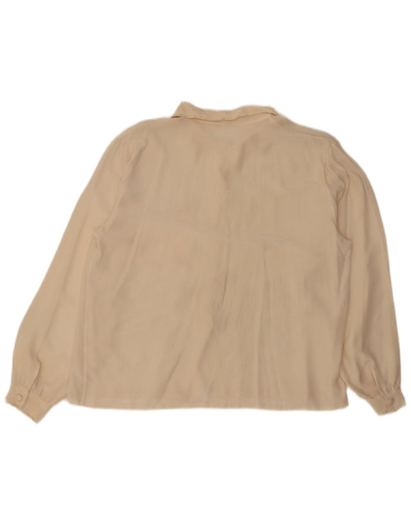 Γυναικεία μπλούζα Ricamo A Mano UK 16 Large Off White Floral Silk