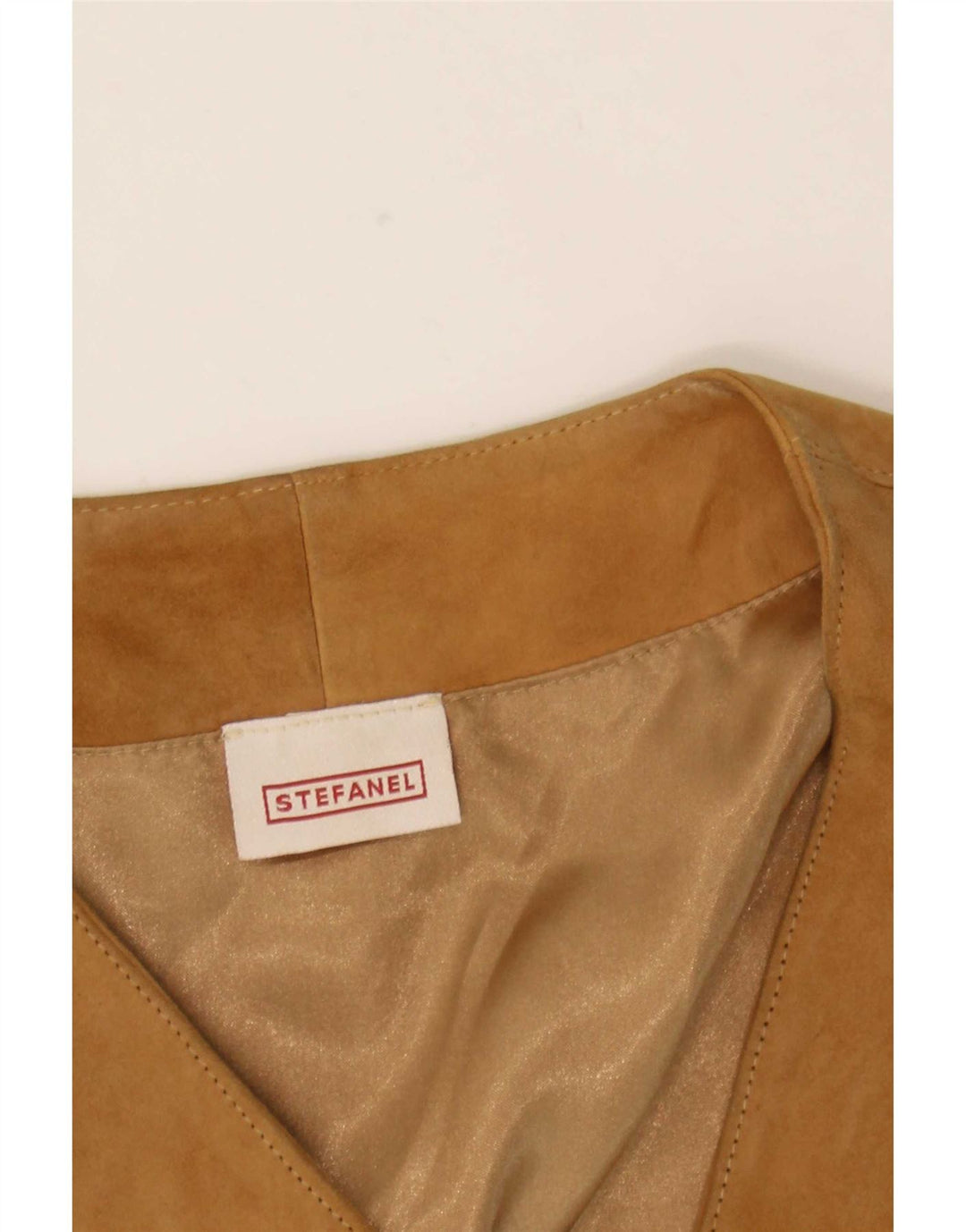 Stefanel Γυναικείο Γιλέκο UK 12 Medium Beige Δερμάτινο
