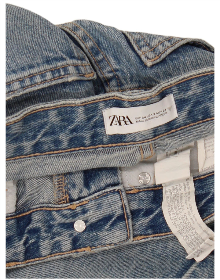 ZARA Γυναικείο ίσιο τζιν EU 34 2XS W24 L30 Μπλε βαμβακερό