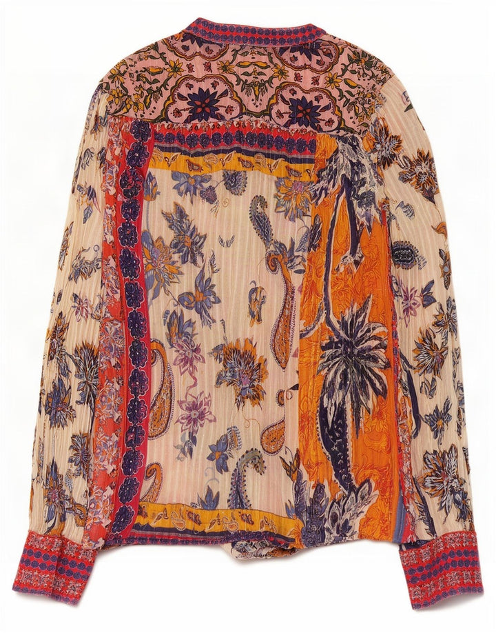 Desigual Γυναικείο Πουκάμισο Μπλούζα UK 12 Μέτριο Πολύχρωμο Βαμβακερό Paisley