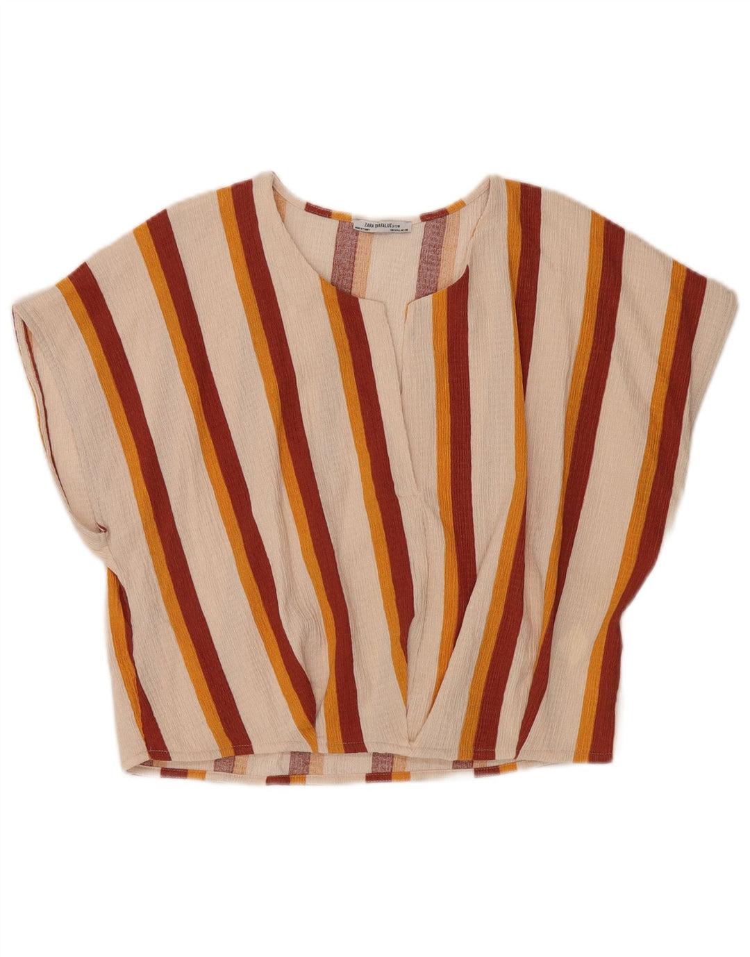 Zara Γυναικεία μπλούζα Trafaluc Top UK 14 Large Off White ριγέ πολυεστέρας