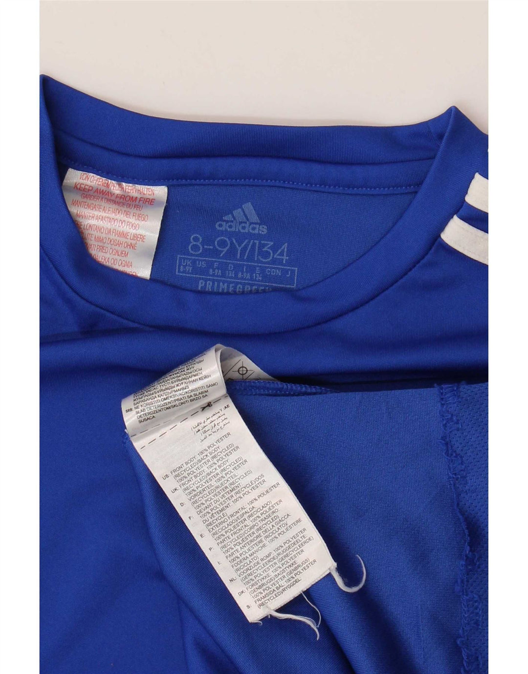 Adidas Boys Aeroready T-Shirt Top 8-9 Years Blue Polyester