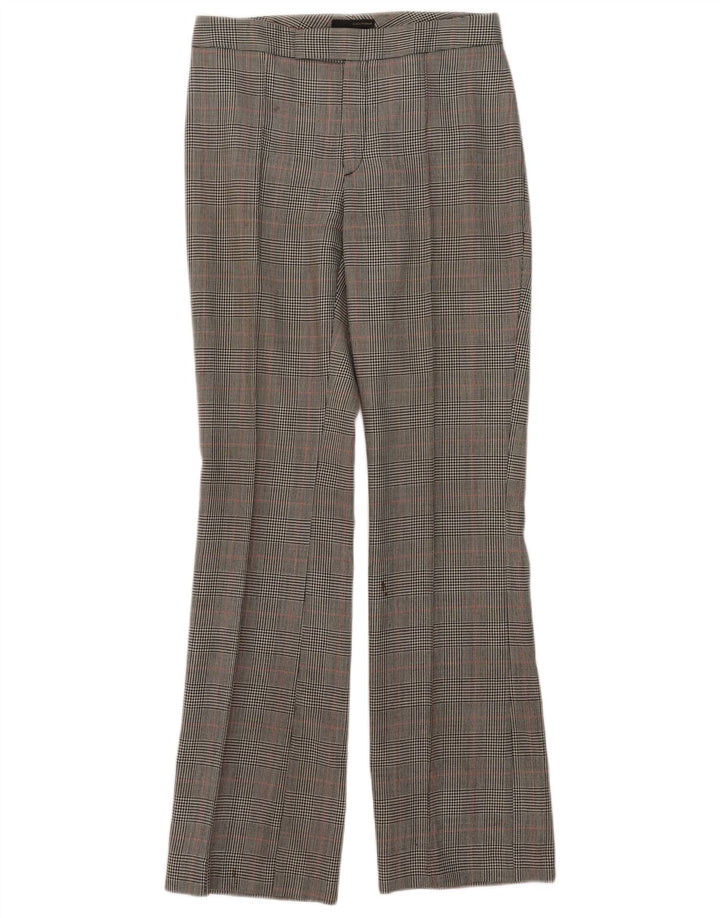 Zara γυναικείο μποτάκι παντελόνι EU 38 Small W28 L32 Grey Houndstooth Wool